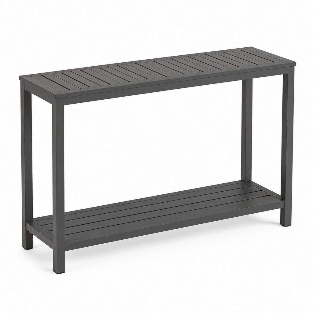 Garten-Stehtisch Anthrazit Aluminium Rechteckig 120 x 40 x 100 cm mit Ablage