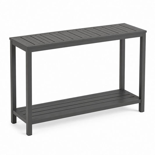 Garten-Stehtisch Anthrazit Aluminium Rechteckig 120 x 40 x 100 cm mit Ablage