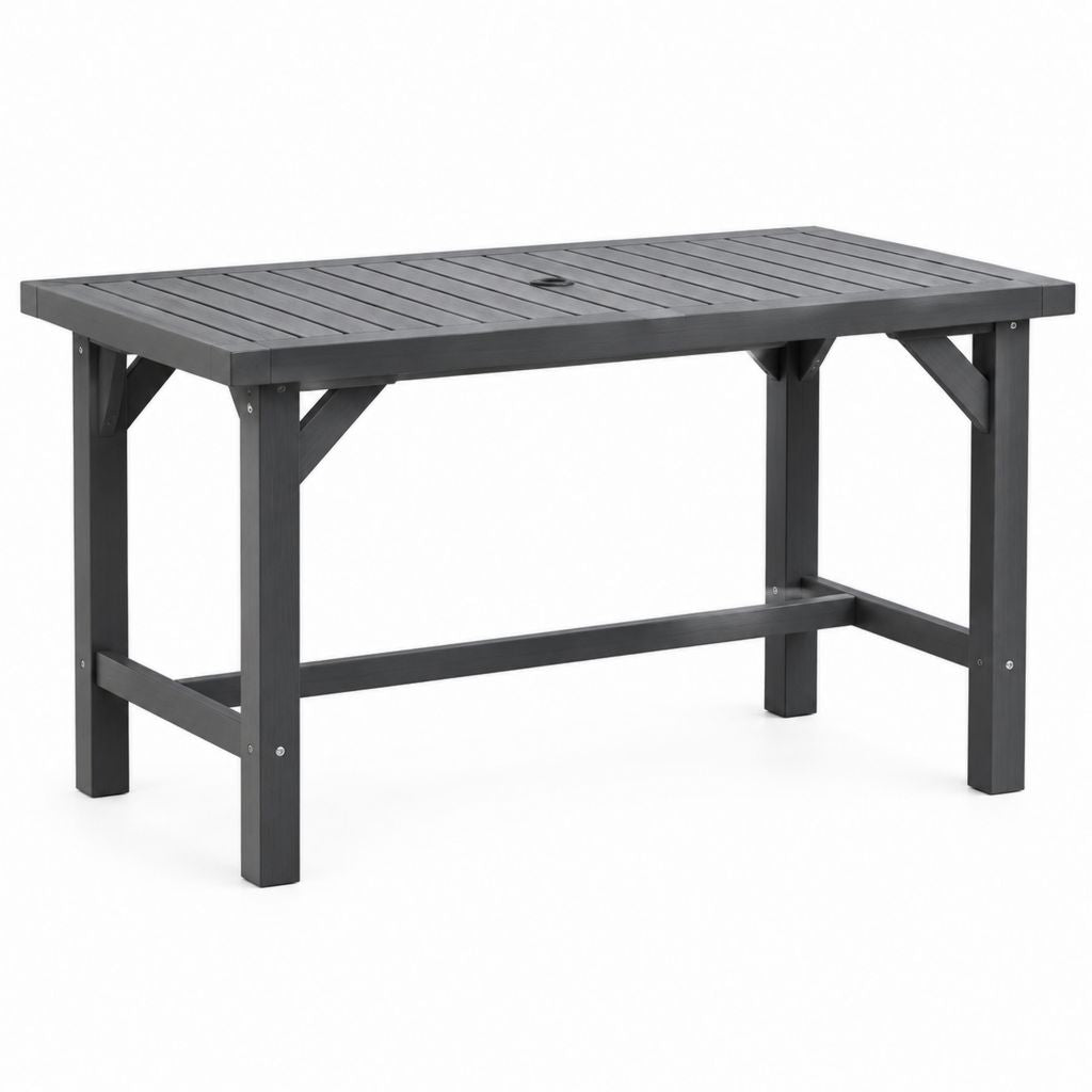 Gartentisch Schwarz Akazienholz rechteckig mit Sonnenschirmloch 150 x 90 x 75 cm
