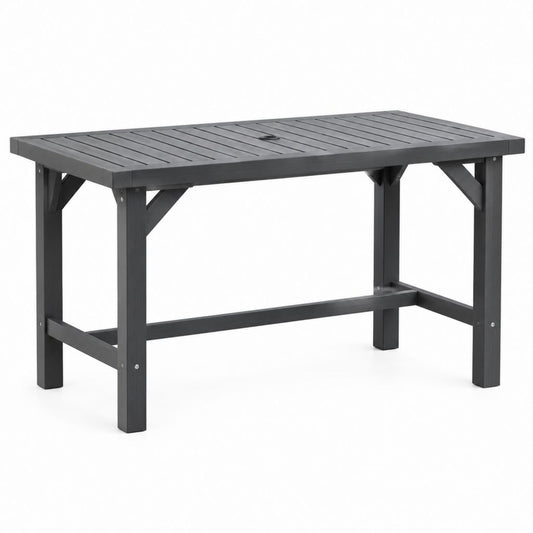 Gartentisch Schwarz Akazienholz rechteckig mit Sonnenschirmloch 150 x 90 x 75 cm