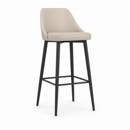 Barhocker mit Rückenlehne Beige PU-Kunstleder Stahlgestell 47 x 52 x 95 cm