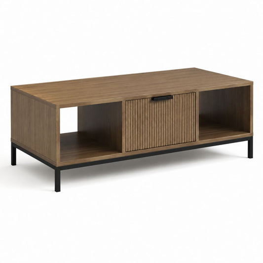 Couchtisch Walnuss Optik mit Stauraum rechteckig 120 x 60 x 45 cm