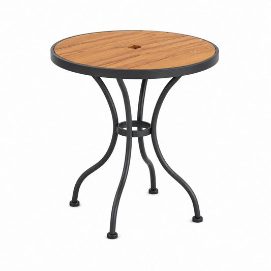 Garten Stehtisch Braun Schwarz Akazienholz Stahl rund Ø 60 cm Höhe 105 cm