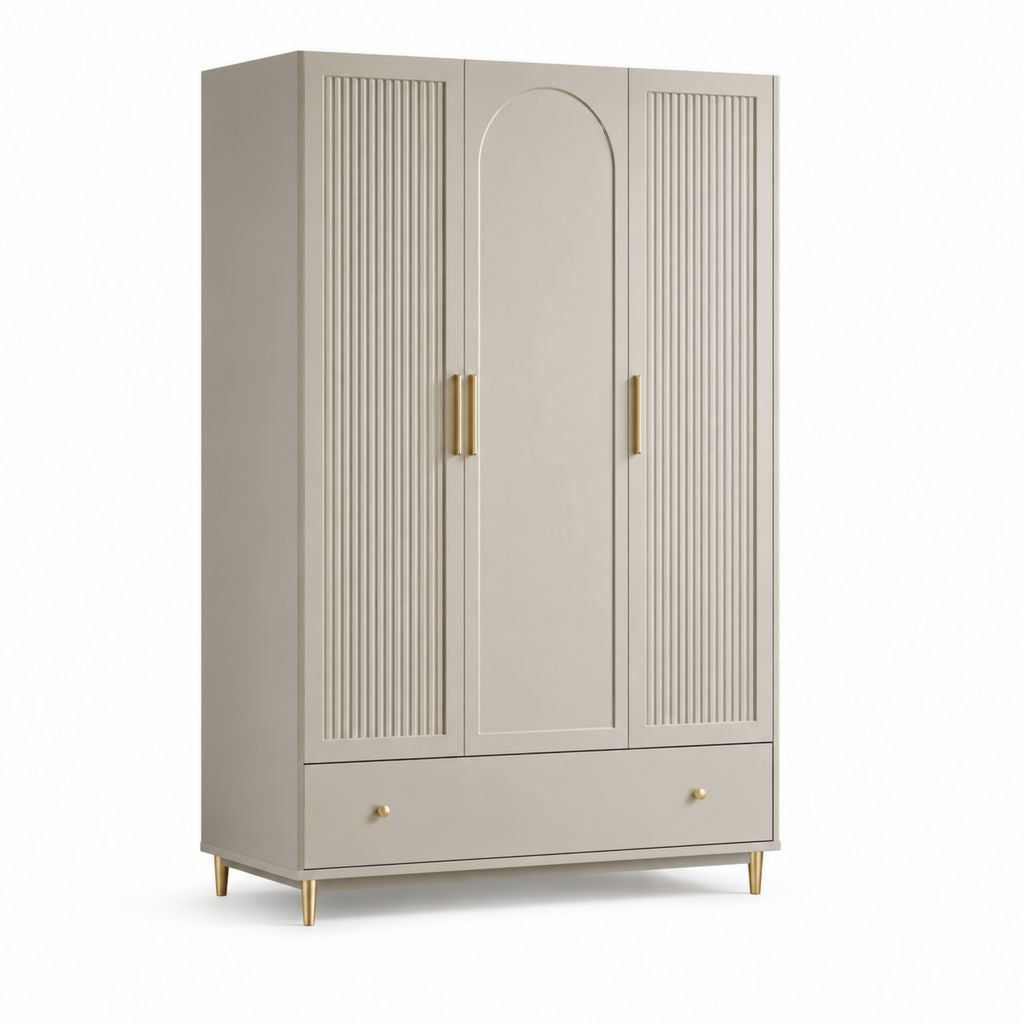 Kleiderschrank 3-türig mit Schublade Greige MDF 120 x 55 x 200 cm