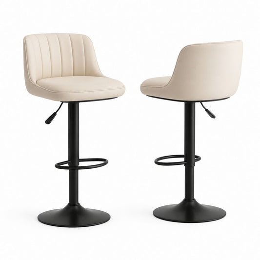 Höhenverstellbarer Barhocker Creme PU-Kunstleder Stahl Rund 48 x 52 x 94-116 cm