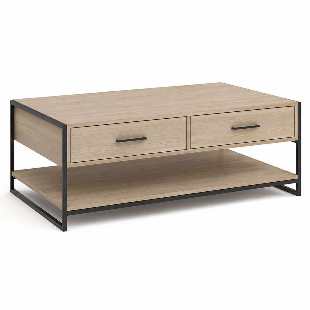 Couchtisch mit 2 Schubladen Eichefarben Spanplatte Rechteckig 100 x 60 x 45 cm
