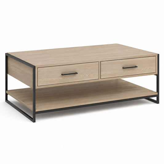 Couchtisch mit 2 Schubladen Eichefarben Spanplatte Rechteckig 100 x 60 x 45 cm